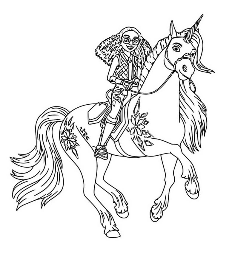 Layla and Glacier Unicorn Academy coloring page