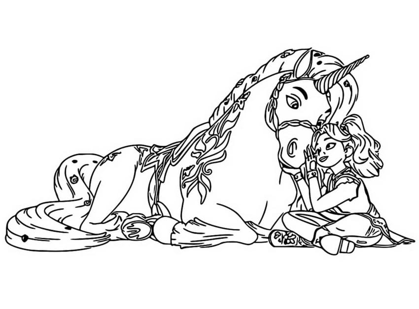 Leaf and Ava Unicorn Academy coloring page