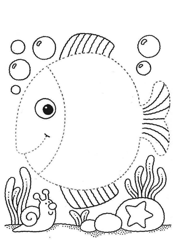 Lovely Fish Tracing coloring page