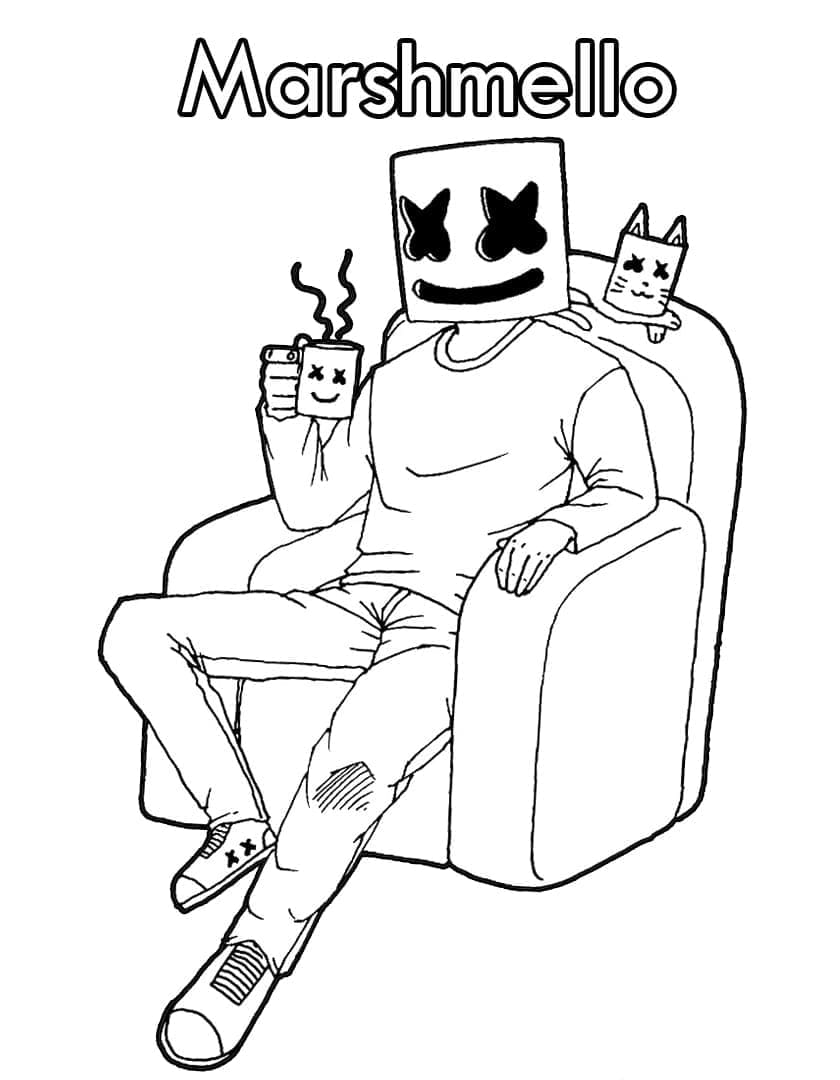 Marshmello at Home coloring page