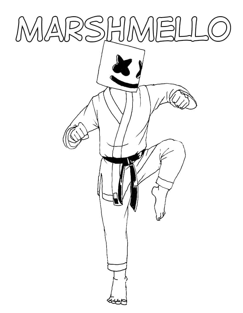 Marshmello Karate coloring page