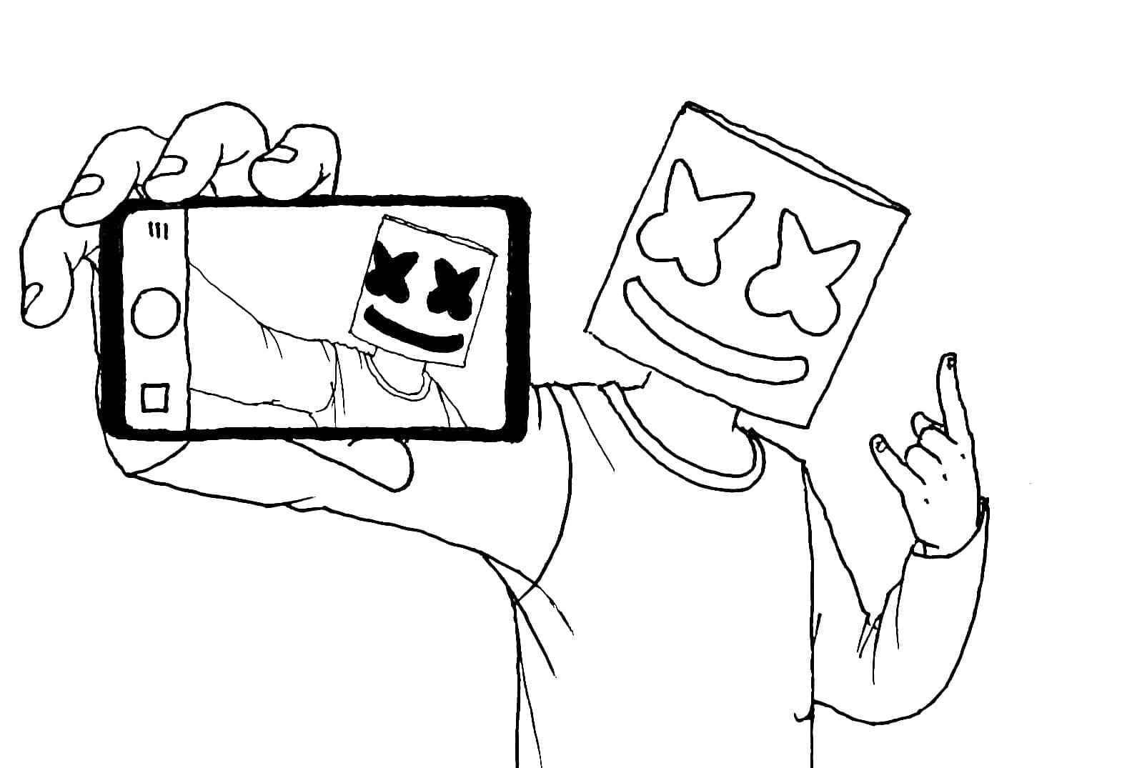 Marshmello Selfie coloring page