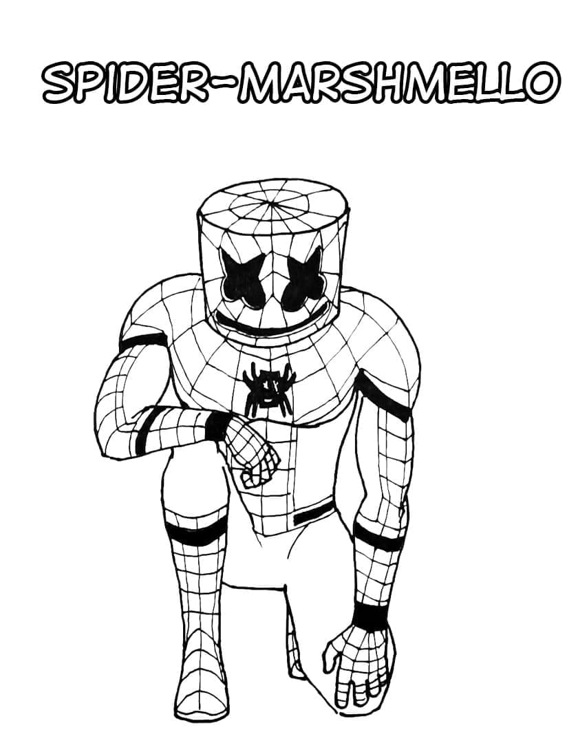 Marshmello Spiderman coloring page