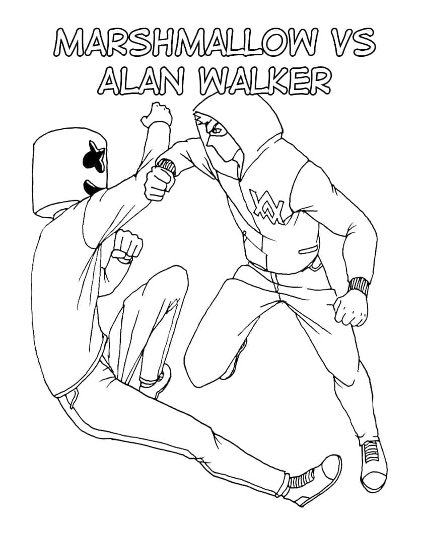 Marshmello vs Alan Walker coloring page