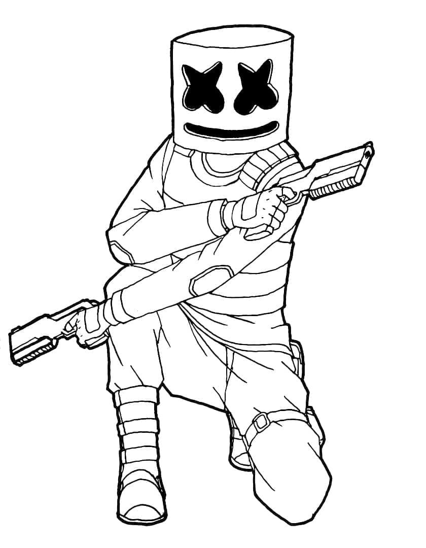 Marshmello with Guns coloring page