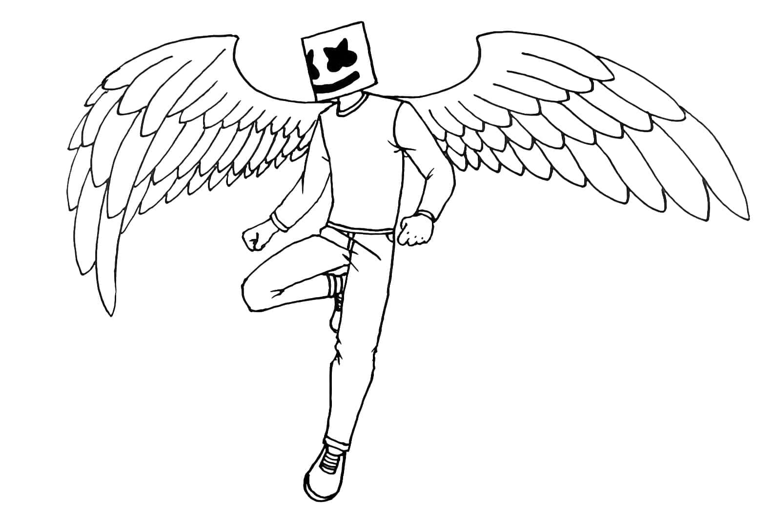 Marshmello with Wings coloring page