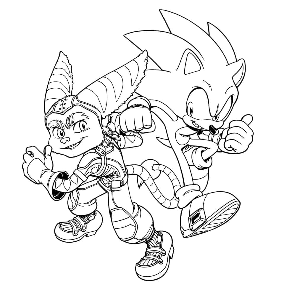 Ratchet and Sonic coloring page