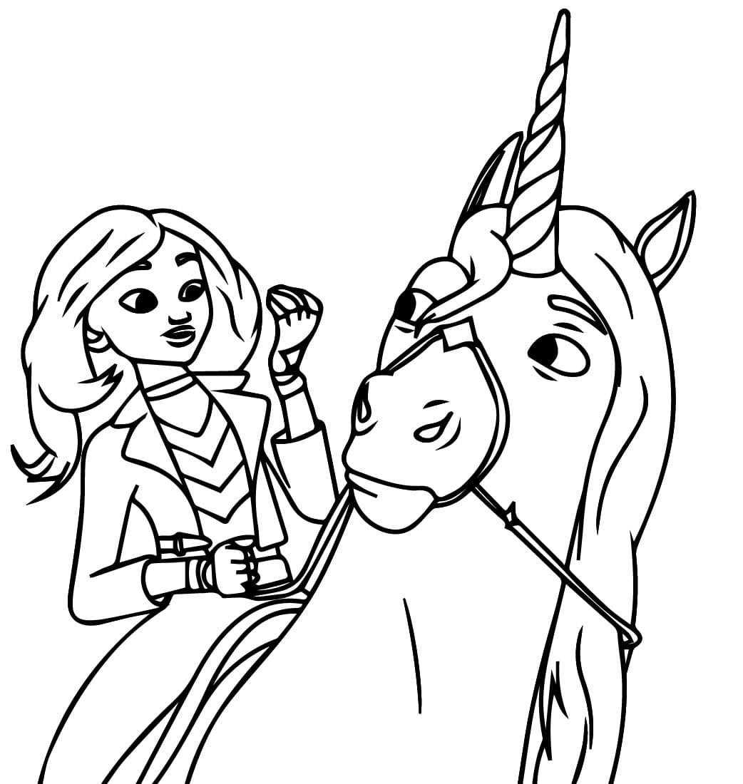 Sophia and Wildstar from Unicorn Academy coloring page