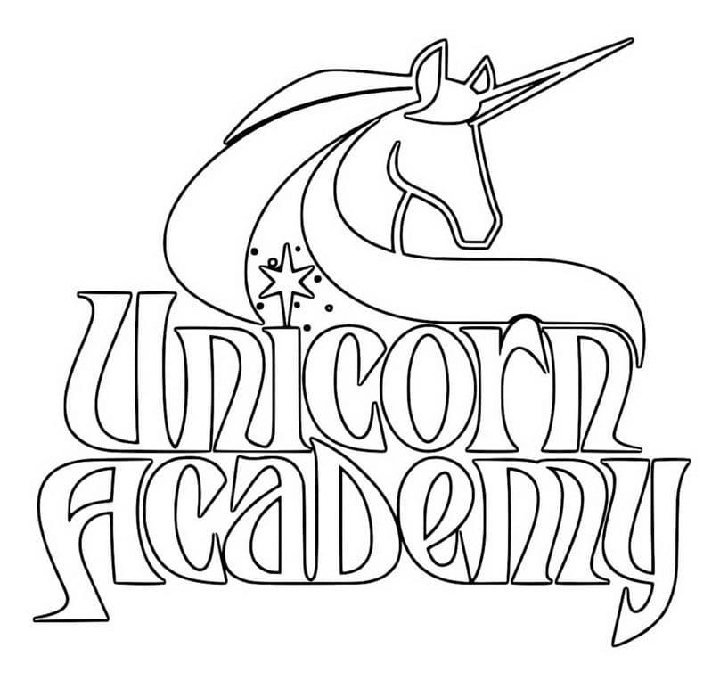 Unicorn Academy Logo coloring page