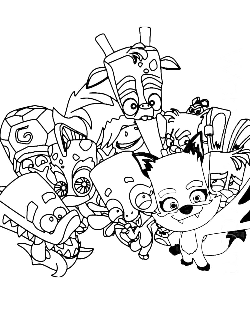 Characters from Zooba coloring page