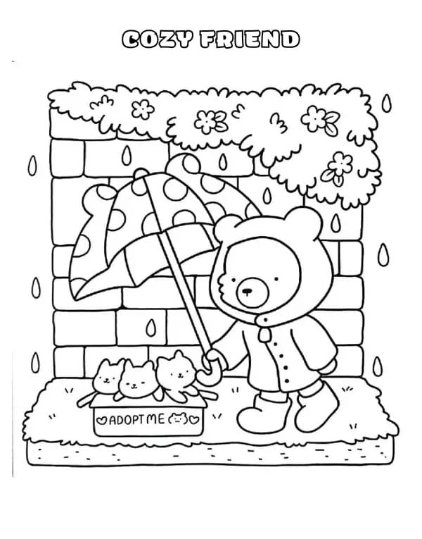 Cozy Friend is Cute coloring page