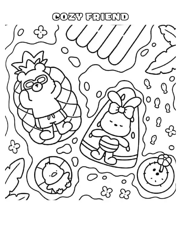 Cozy Friend Relaxing coloring page