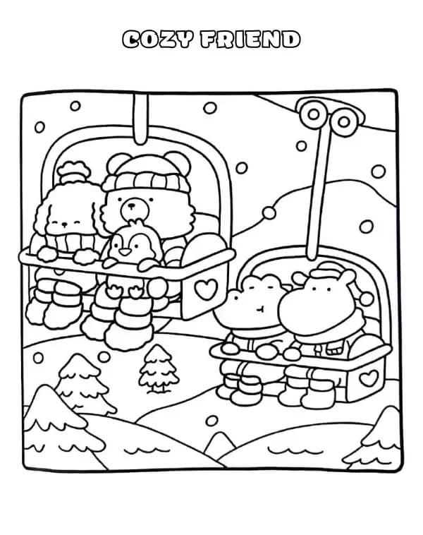 Cute Cozy Friend coloring page