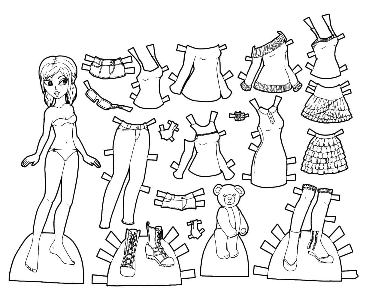 Drawing of Paper Doll coloring page