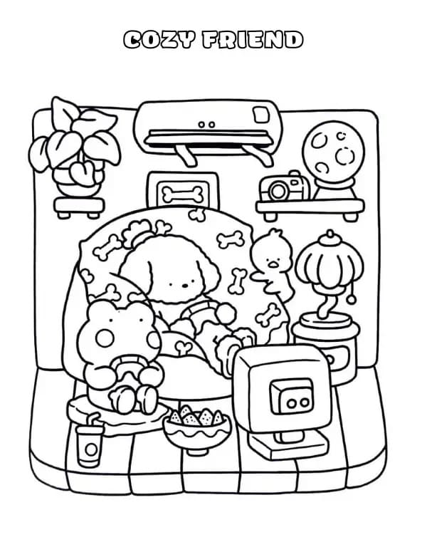 Free Cozy Friend Printable coloring page