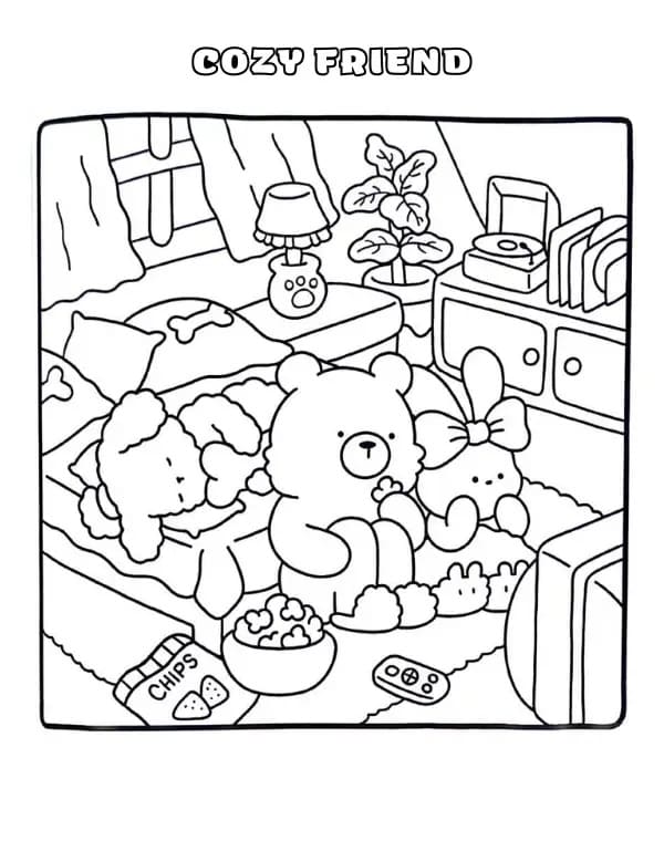 Free Print Cozy Friend coloring page