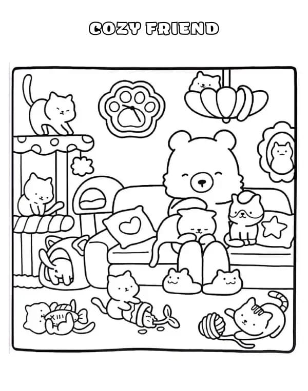 Free Printable Cozy Friend coloring page