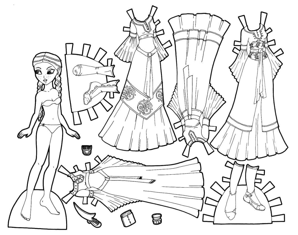 Free Printable Paper Doll Image coloring page