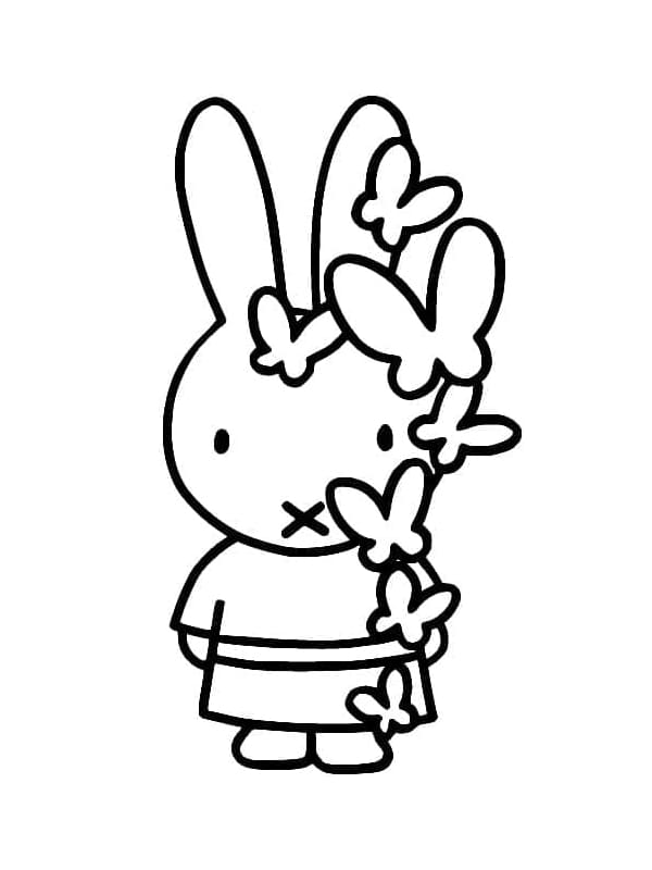 Miffy and Butterflies coloring page