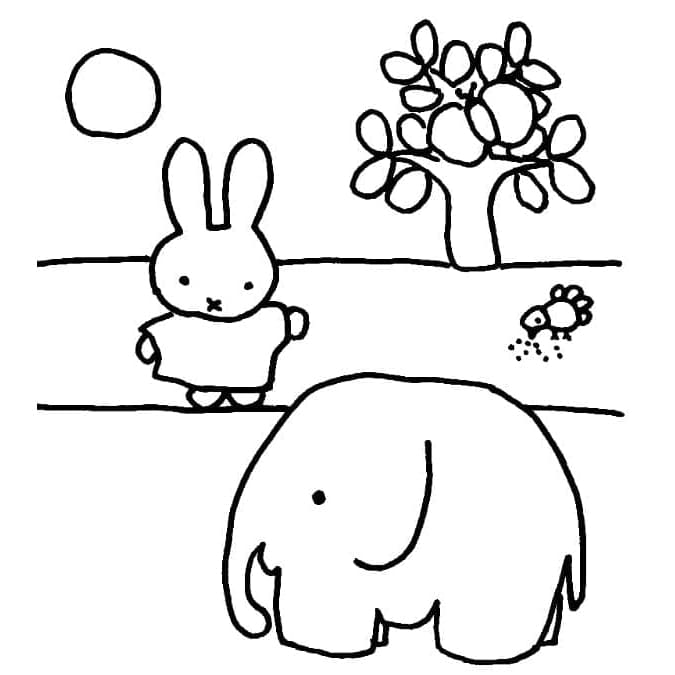 Miffy and Elephant coloring page