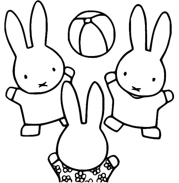 Miffy is Playing coloring page