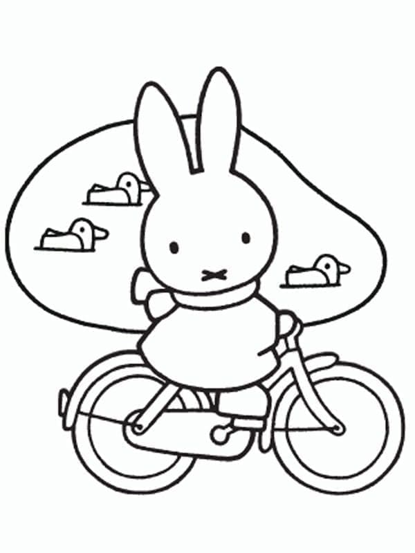 Miffy on Bike coloring page