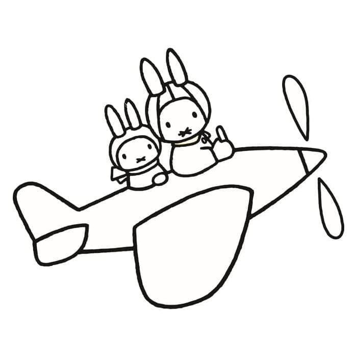 Miffy on Plane coloring page