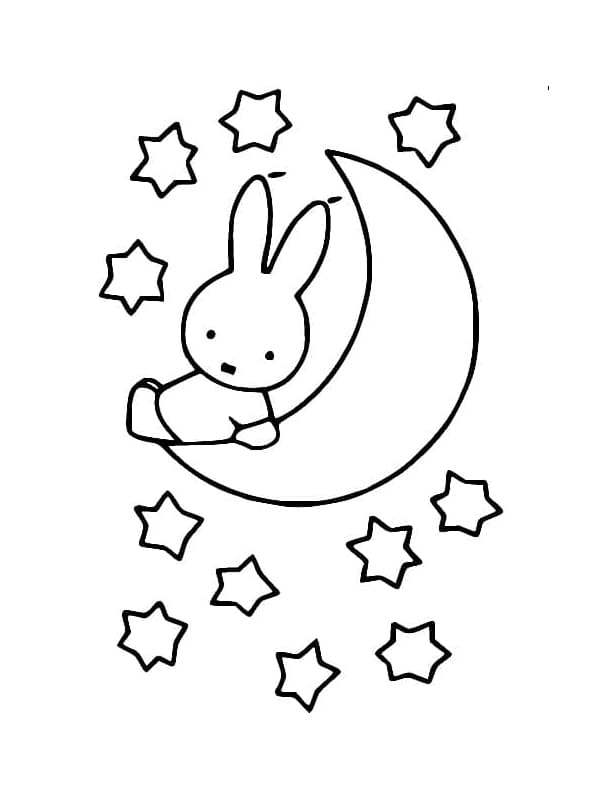 Miffy on The Moon coloring page