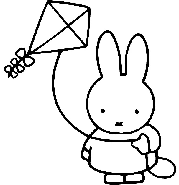 Miffy with Kite coloring page