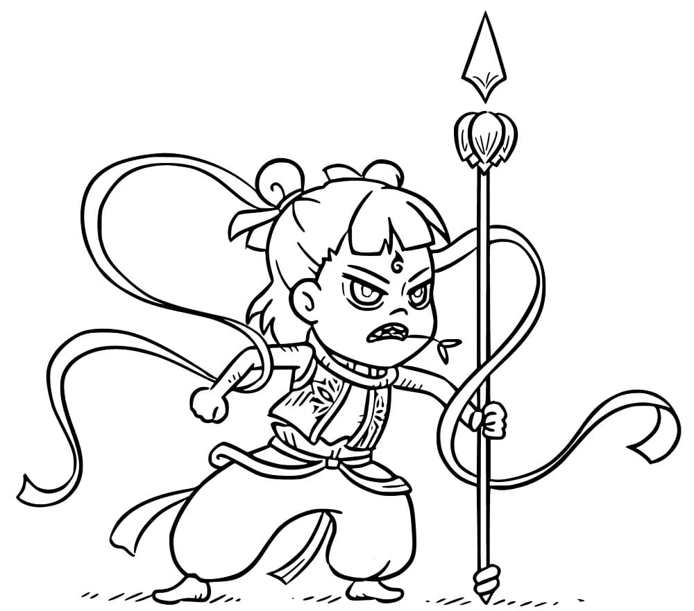 Ne Zha Angry coloring page