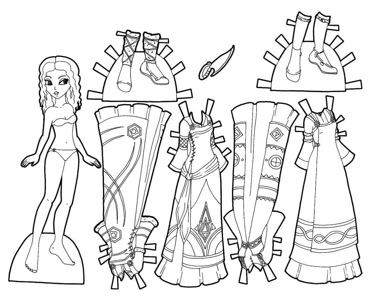 Paper Doll Free Printable coloring page