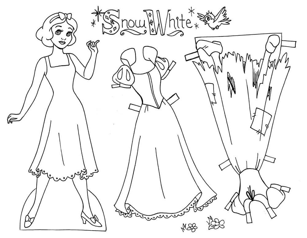 Snow White Paper Doll coloring page