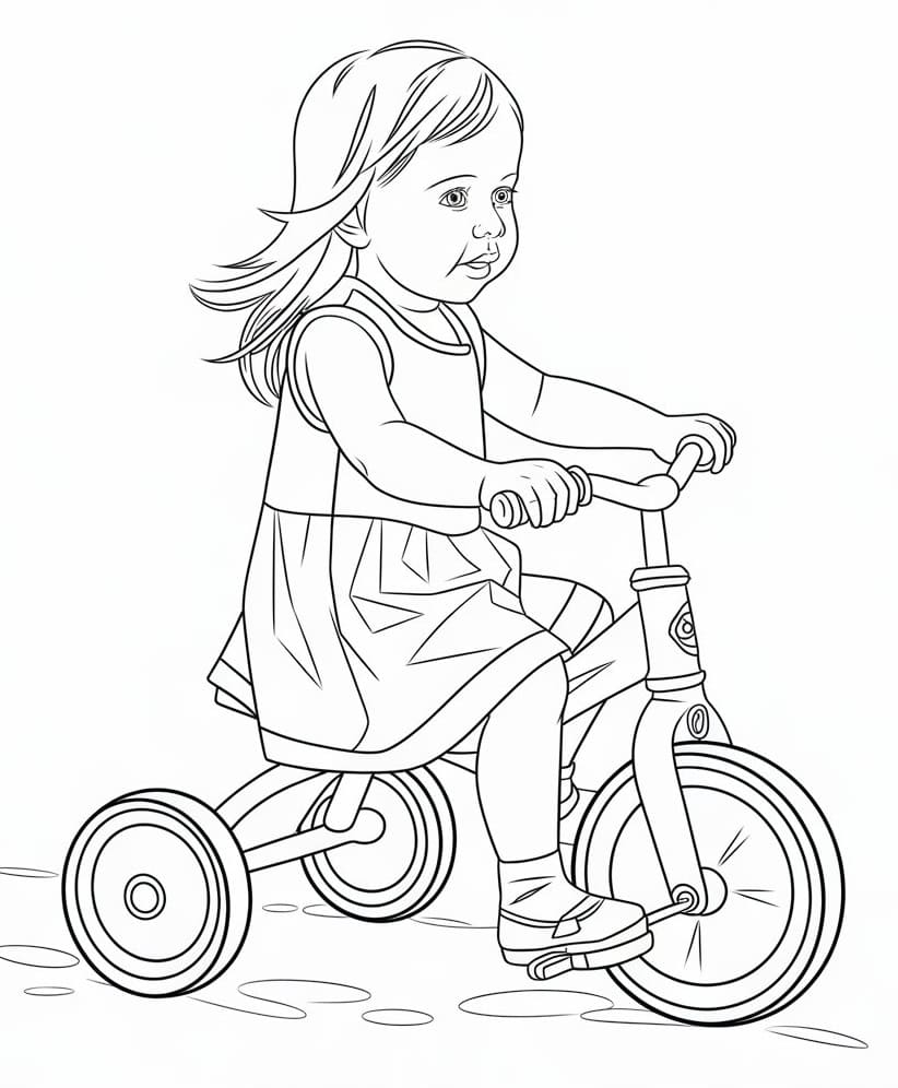 A Little Girl on Tricycle