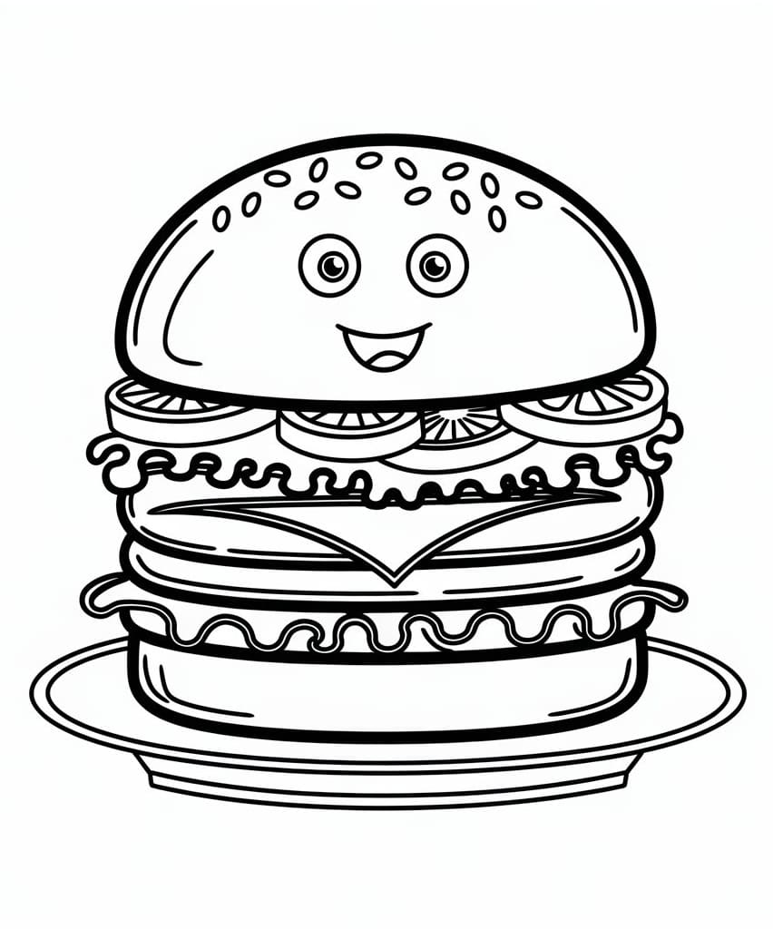 Cartoon Happy Hamburger