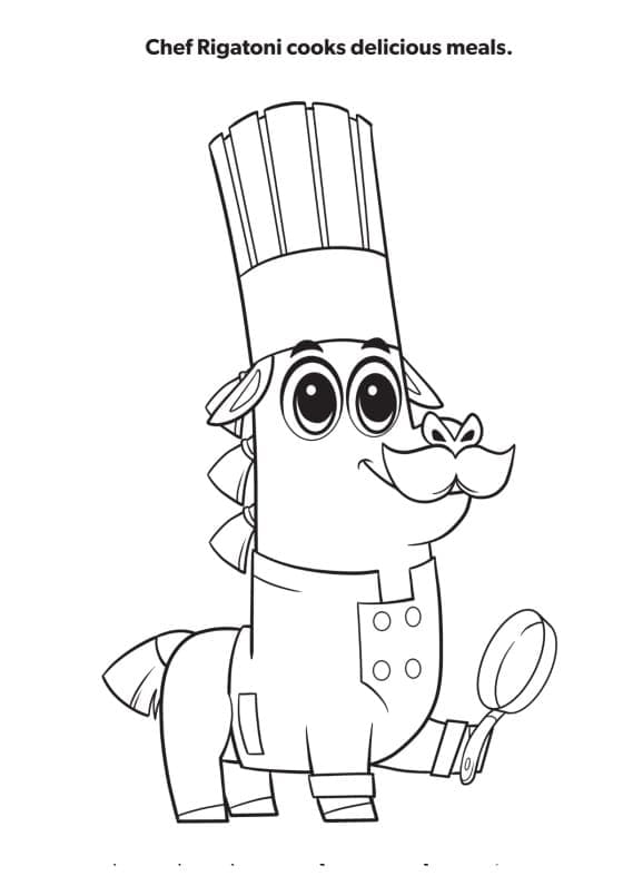 Chef Rigatoni from Corn and Peg coloring page