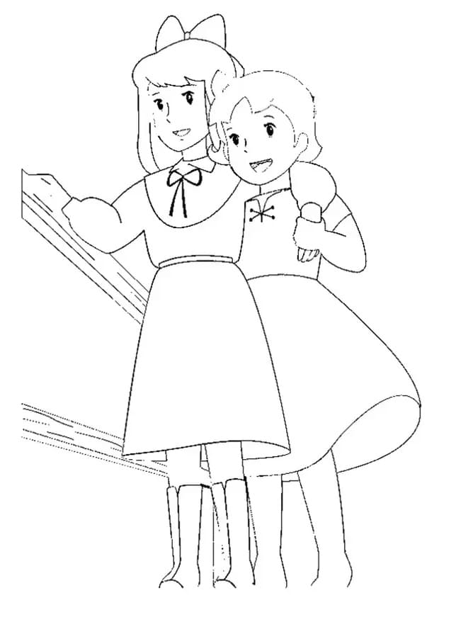 Clara and Heidi coloring page