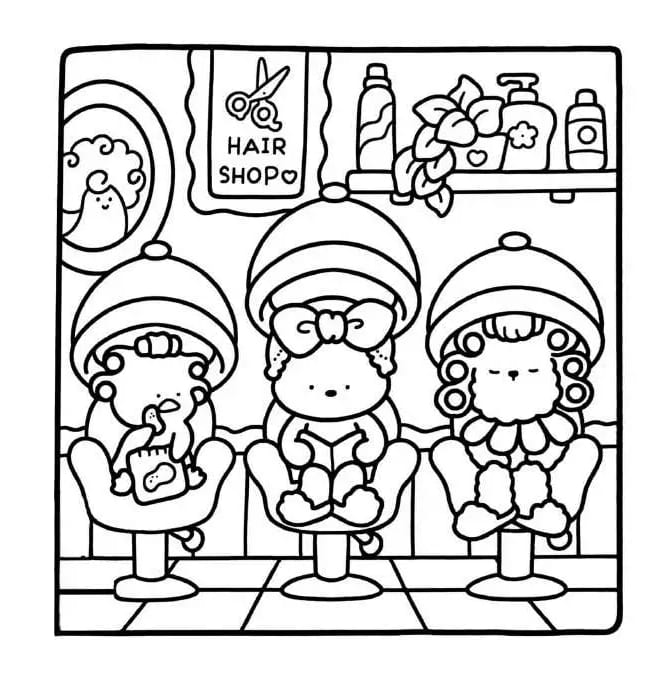 Comfy Days Hair Shop coloring page