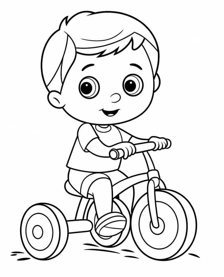 Cute Boy on Tricycle