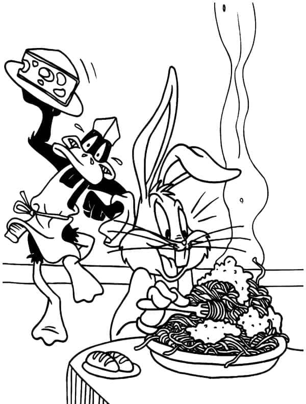 Daffy Duck and Bugs Bunny coloring page