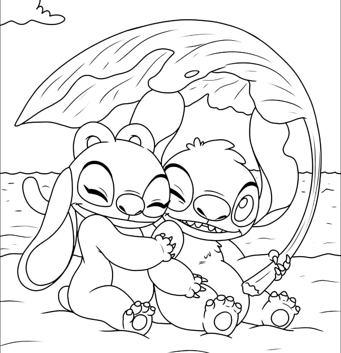 Free Printable Stitch and Angel coloring page