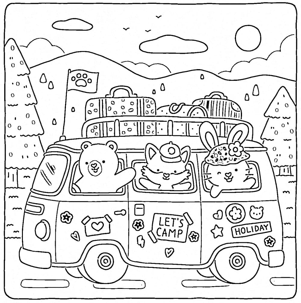 Fuzzy Hygge Camping coloring page