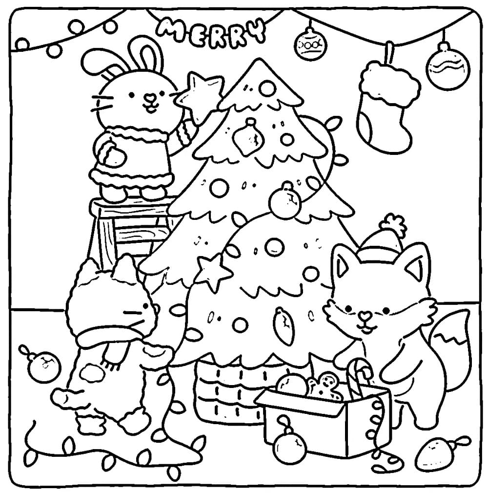 Fuzzy Hygge Christmas coloring page