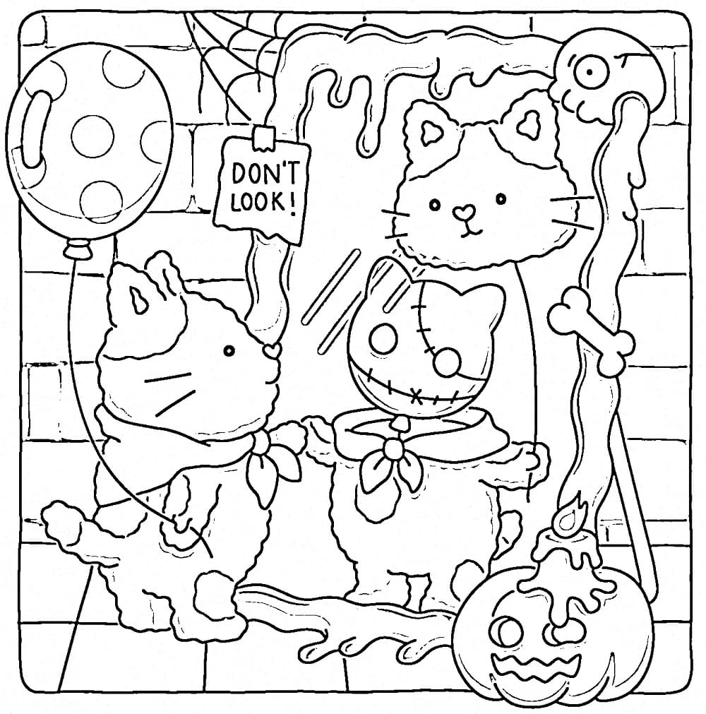 Fuzzy Hygge Halloween coloring page