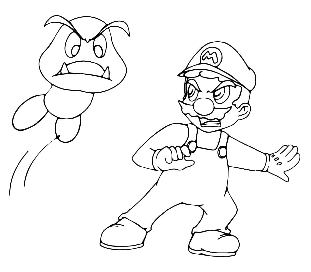 Goomba with Mario coloring page