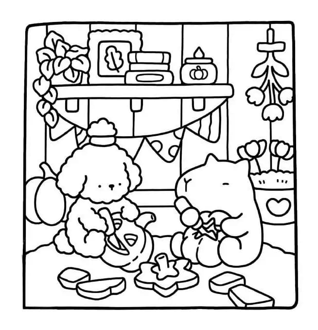 Halloween Comfy Days coloring page