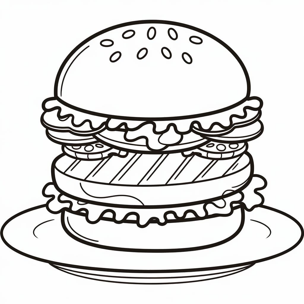 Hamburger on Plate