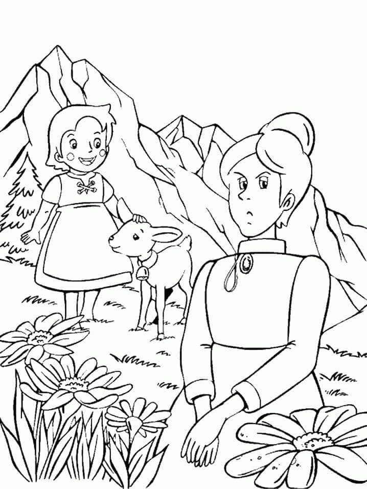 Heidi and Fraulein Rottenmeier coloring page