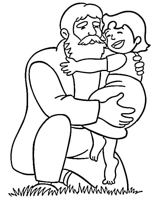 Heidi with Grandfather coloring page