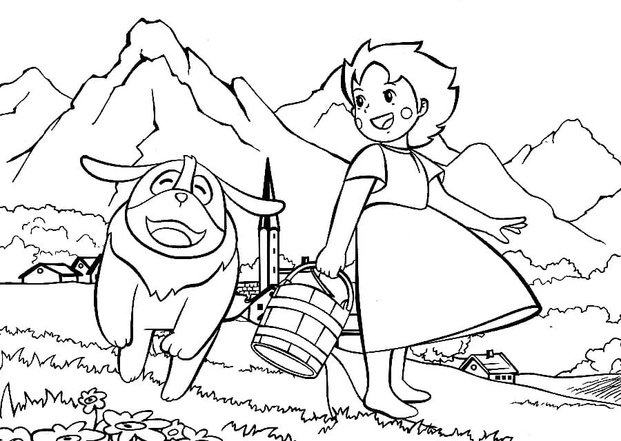 Heidi with Joseph coloring page