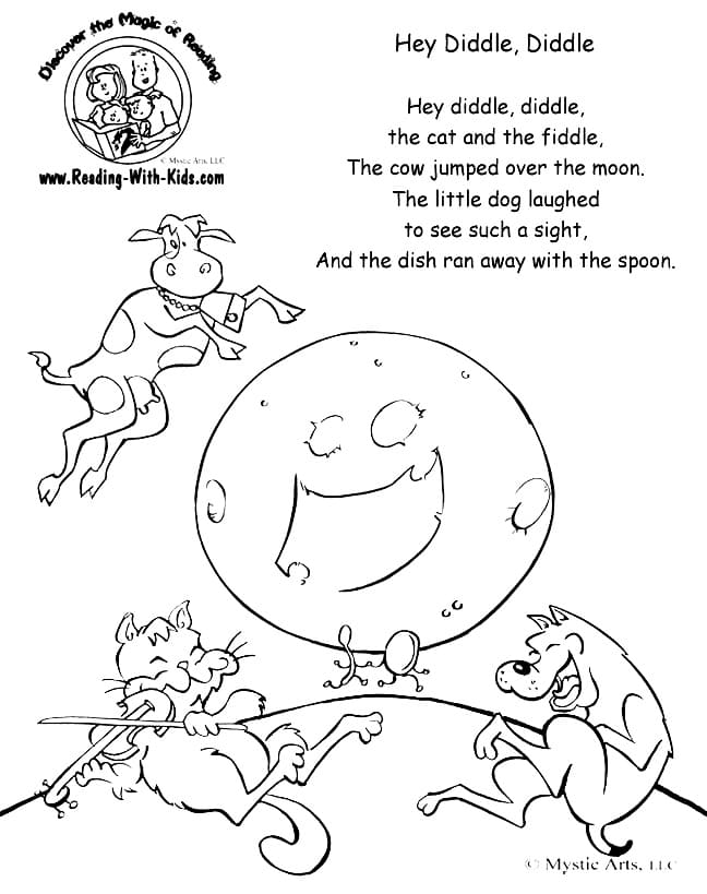 Hey Diddle Nursery Rhymes coloring page